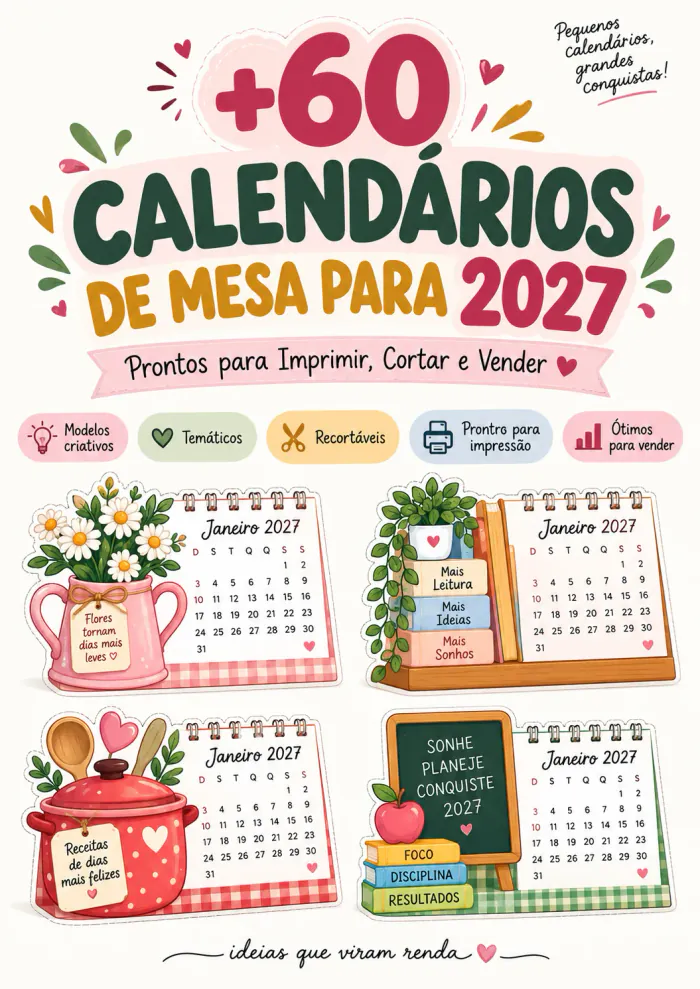 Prévia 1 — Capa da Coleção +60 Calendários de Mesa 2027