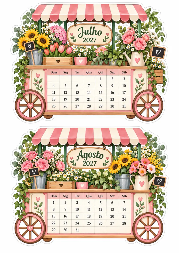 Prévia 13 — Calendário Carrinho de Flores