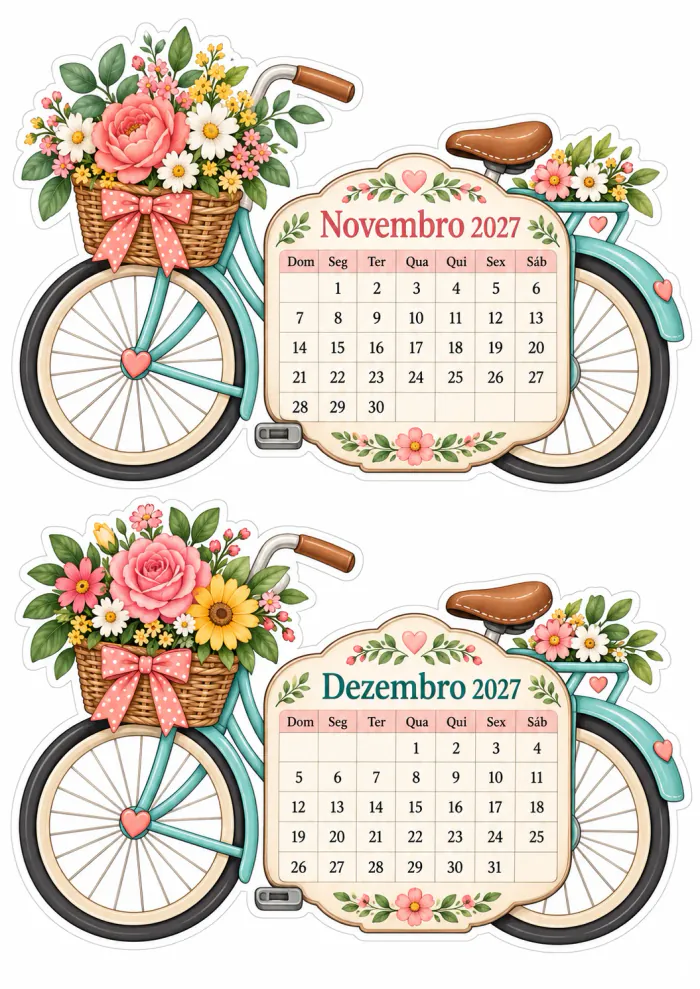 Prévia 15 — Calendário Bicicleta com Flores