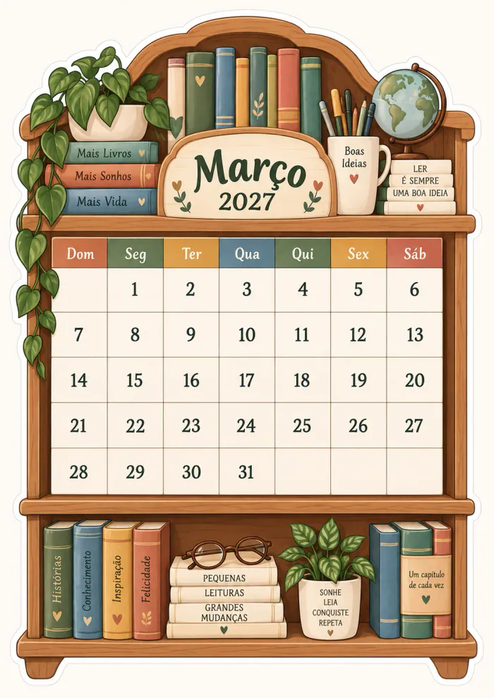 Prévia 3 — Calendário Estante de Livros
