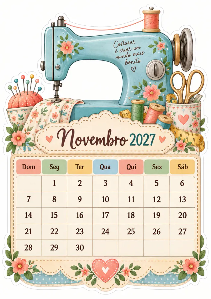 Prévia 9 — Calendário Máquina de Costura
