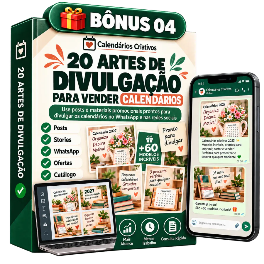 Mockup Bônus 4 — 20 Artes de Divulgação para Vender Calendários